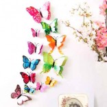 3D Double Layer Butterfly Wall Sticker-6 Pcs 6 Colors For Kid's Room, Fridge, Living Room, Magnet Decor Art Applique Imported From USA